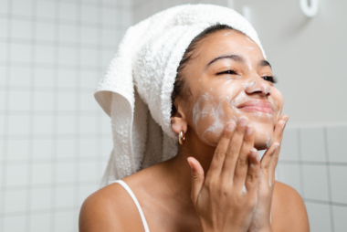 girl washing her face