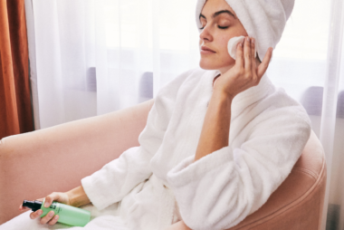 woman using toner